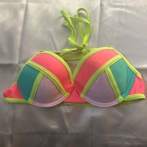 Colorful Bikini Top Women Size XS Padded Neon